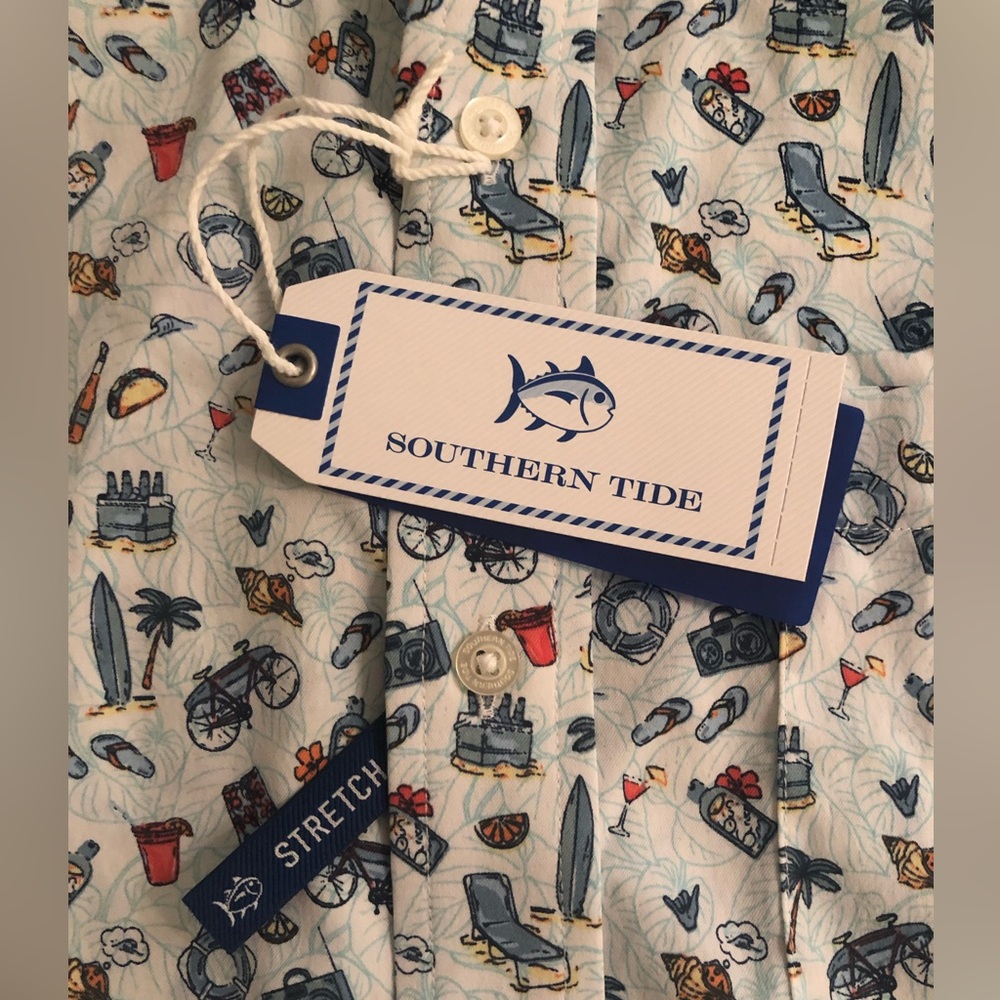 New Mens Southern Tide Go With The Float SS Sport Shirt Stretch Beach Fishing - Picture 11 of 12